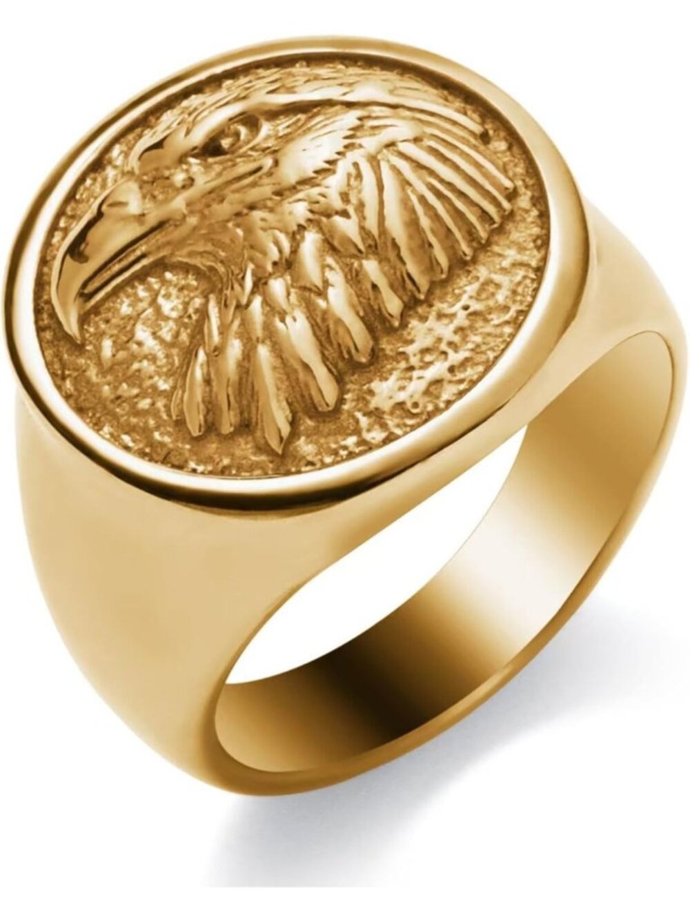 Men's Stainless Steel Signet Ring with Lion & Eagle Head - Statement Jewelry